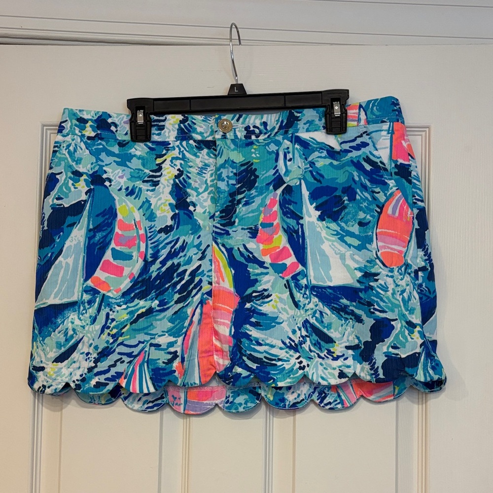 Cute Blue & Pink Scallop Hem Women’s Skirt